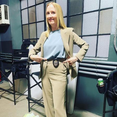 Janel Moloney during the shoot of the TV series Law & Order: Organized Crime.